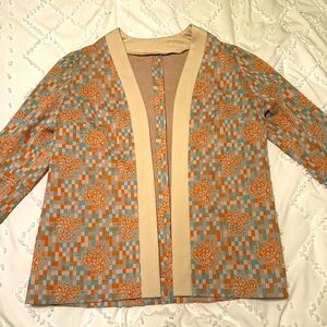 Vintage 1970s Polyester Abstract Floral Jacket